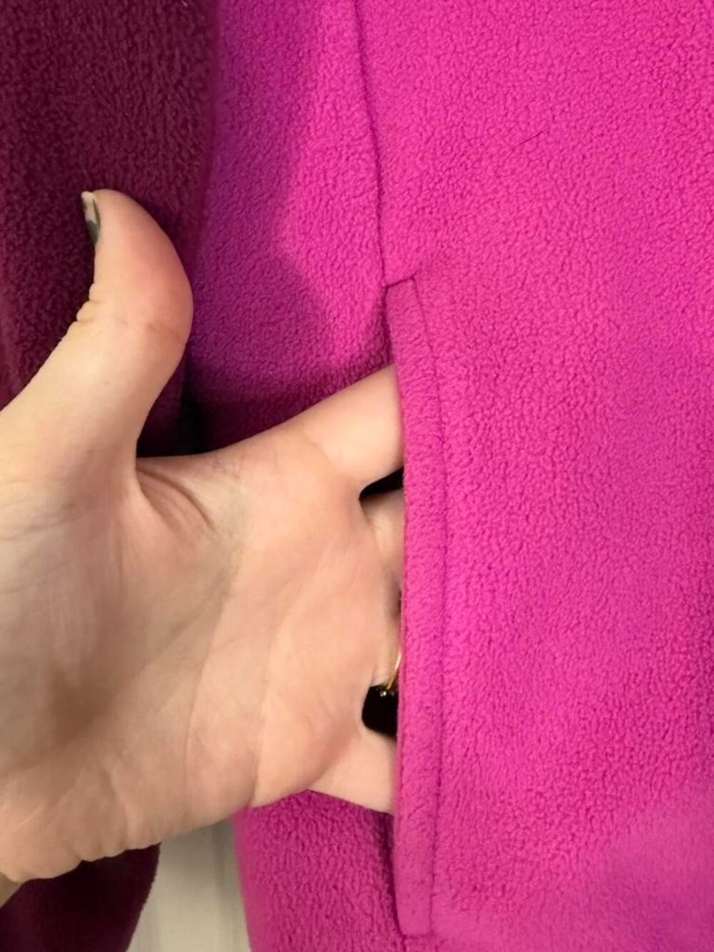 Lands End Pink And Maroon Heritage Fleece Snap Neck Pullover - Picture 4 of 5